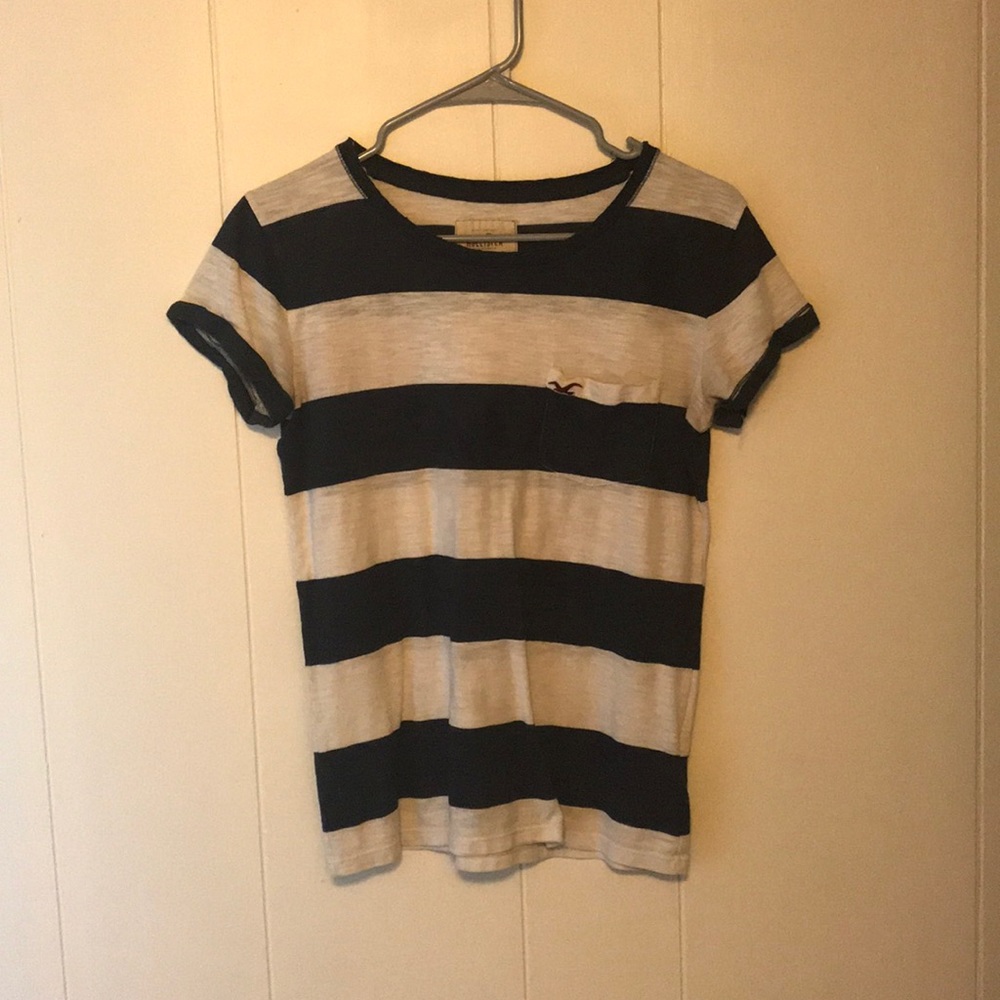 Blue and white striped Hollister T Shirt